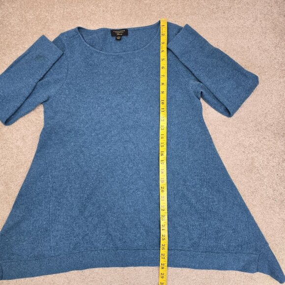 Charter Club Luxury 100% Cashmere Tunic Sweater Sz Medium Assymetrical Cut Blue - Picture 6 of 6